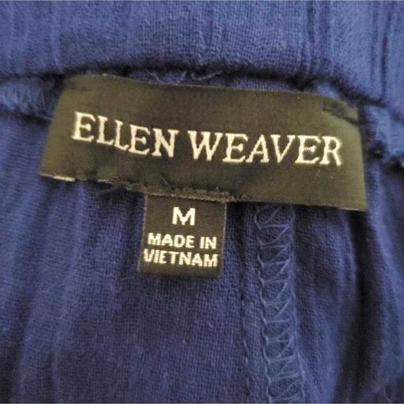 Ellen Weaver Womens M Palazzo Pants Royal Blue Elastic Waist Lace Side Seam New - Picture 5 of 7